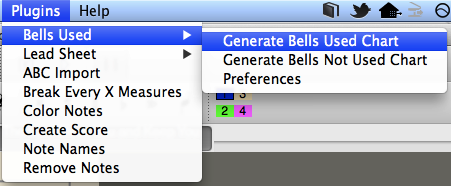 Bells Used Menu Location: Plugin->Bells Used->Create Bells Used