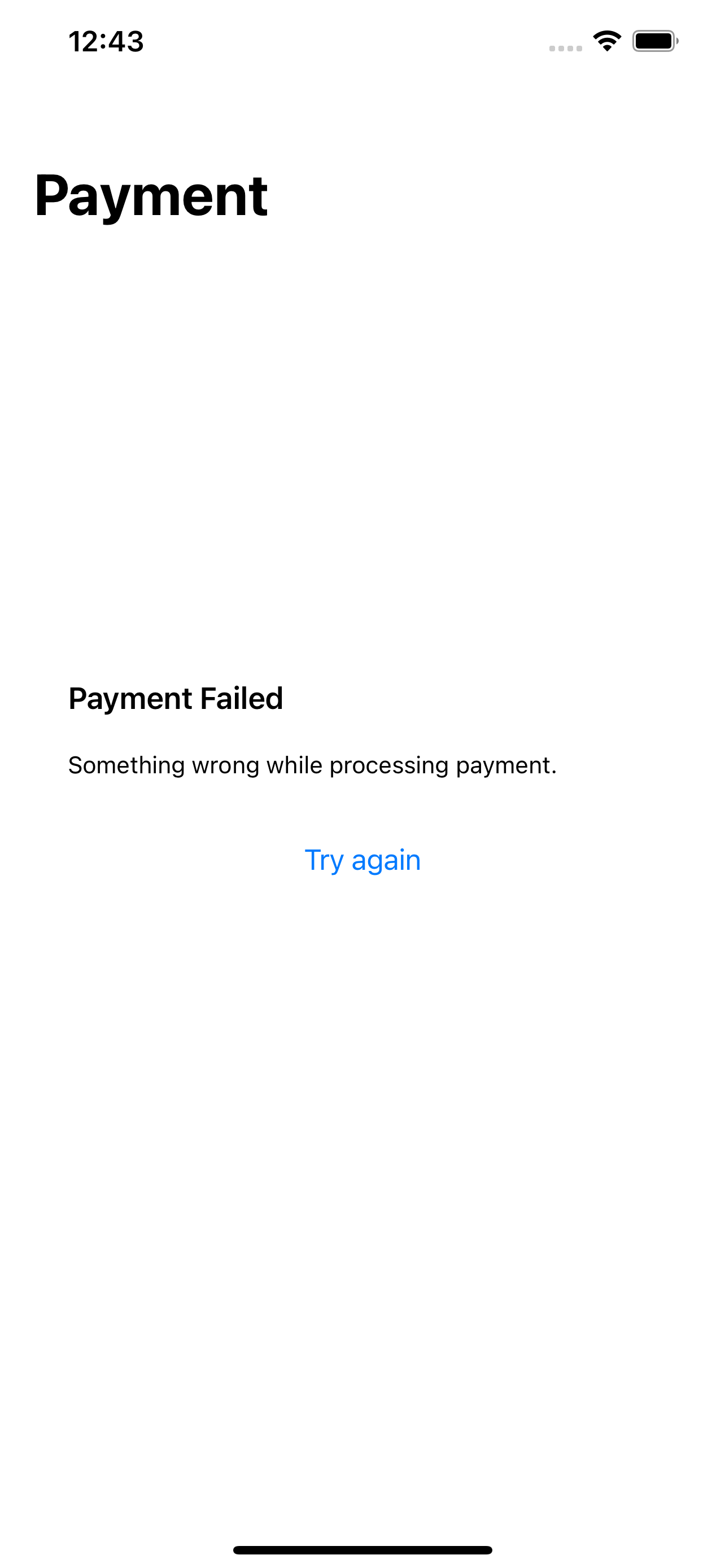 Payment Failure Screen