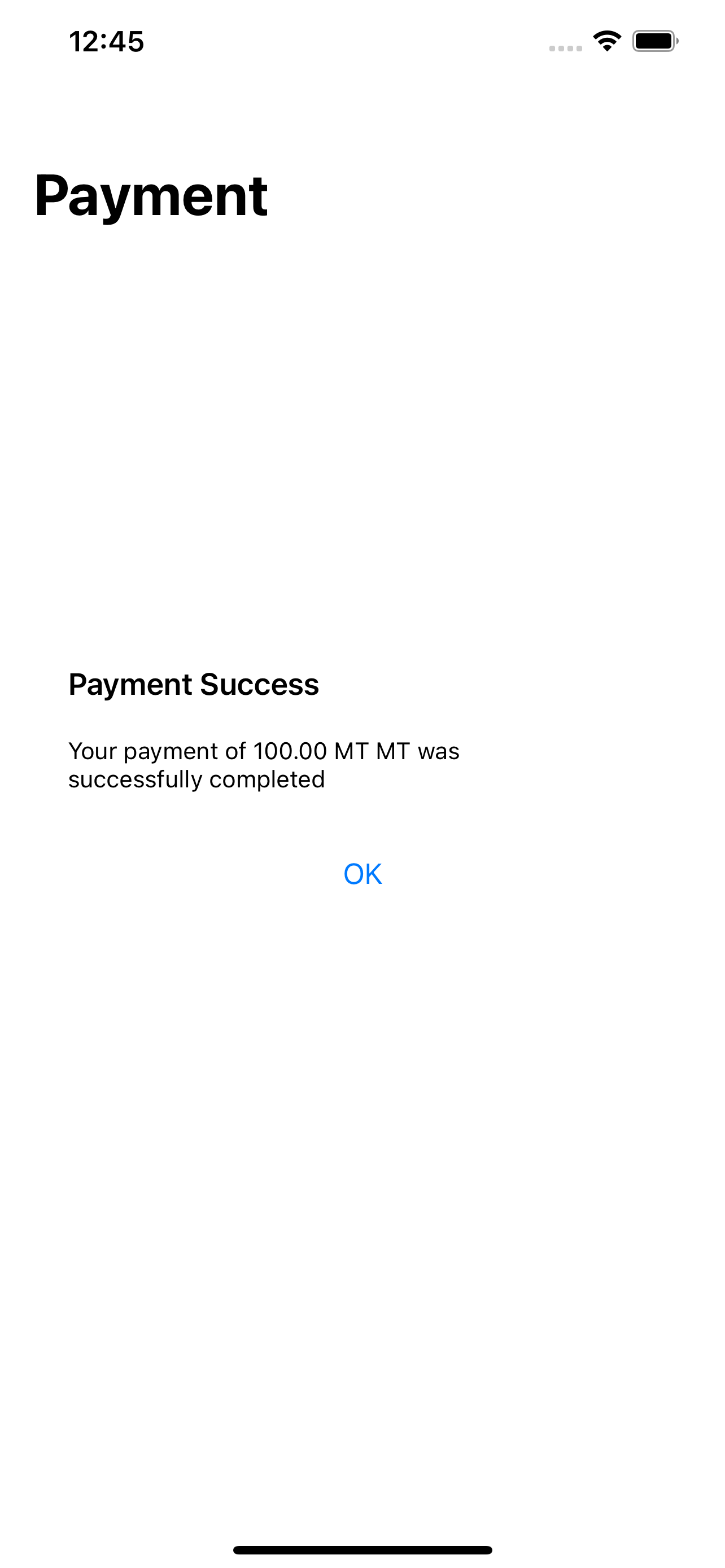 Payment Success Screen
