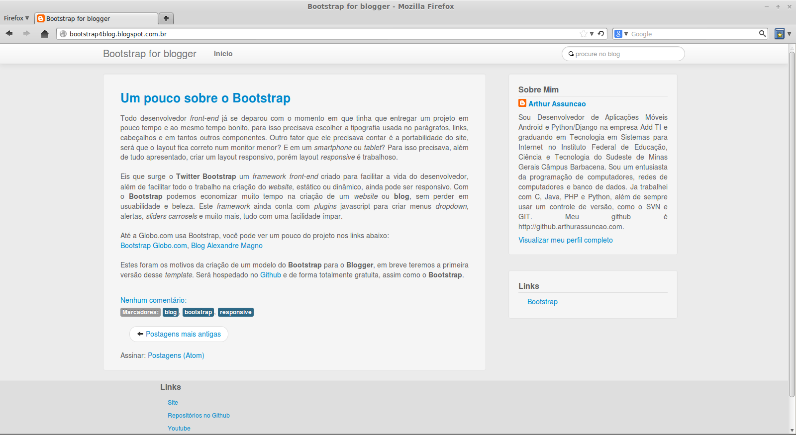 Homepage Bootstrap4blogger