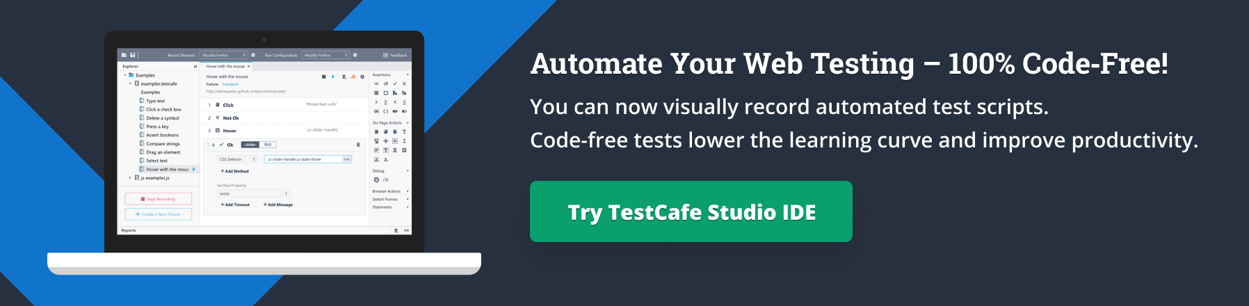 Try TestCafe Studio IDE