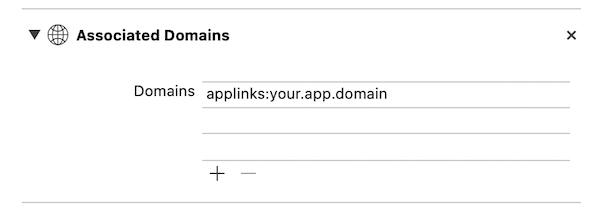 Associated domains screenshot