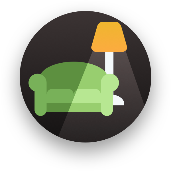 Lowlight logo showing a couch and a shade lamp