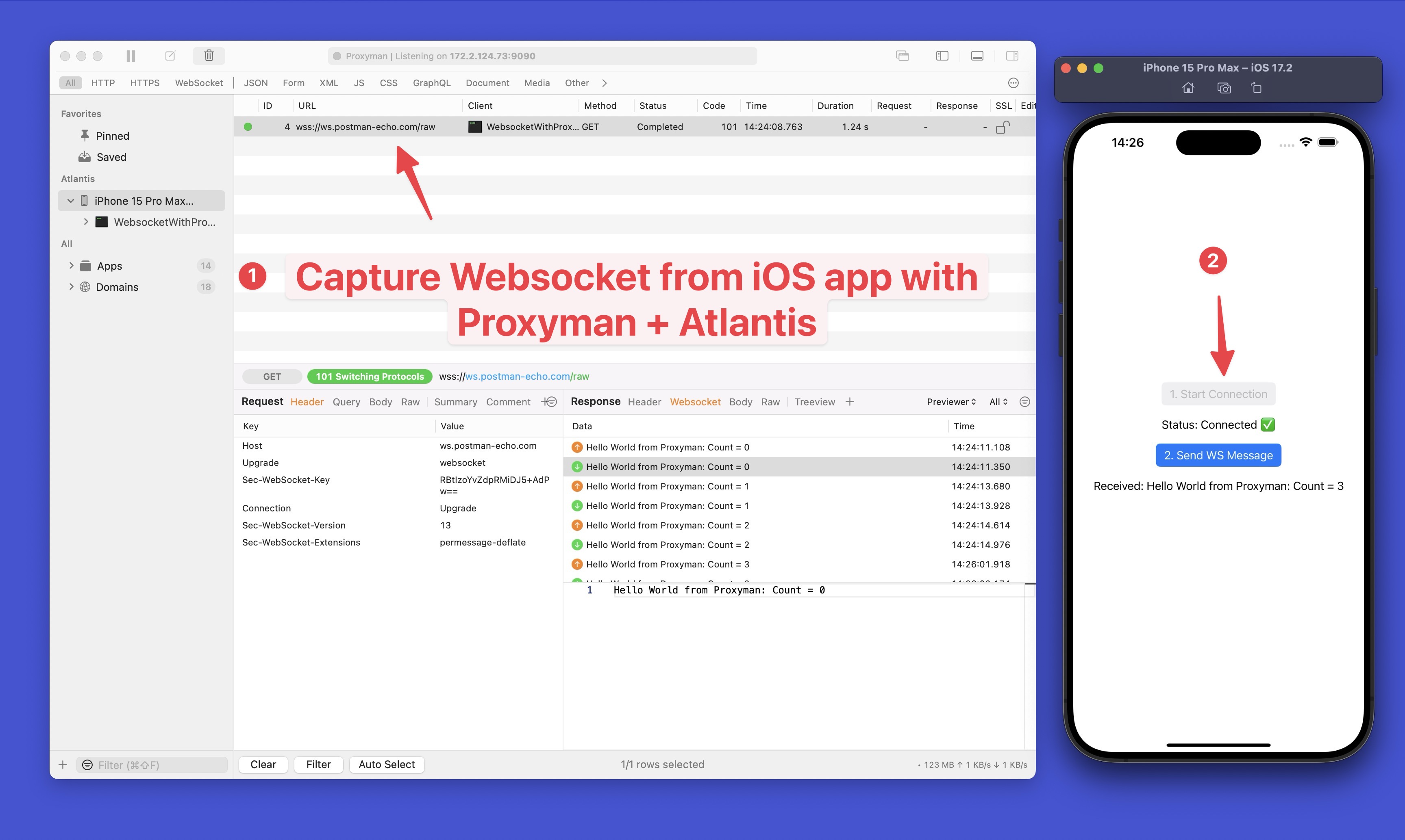 Proxyman capture websocket from iOS