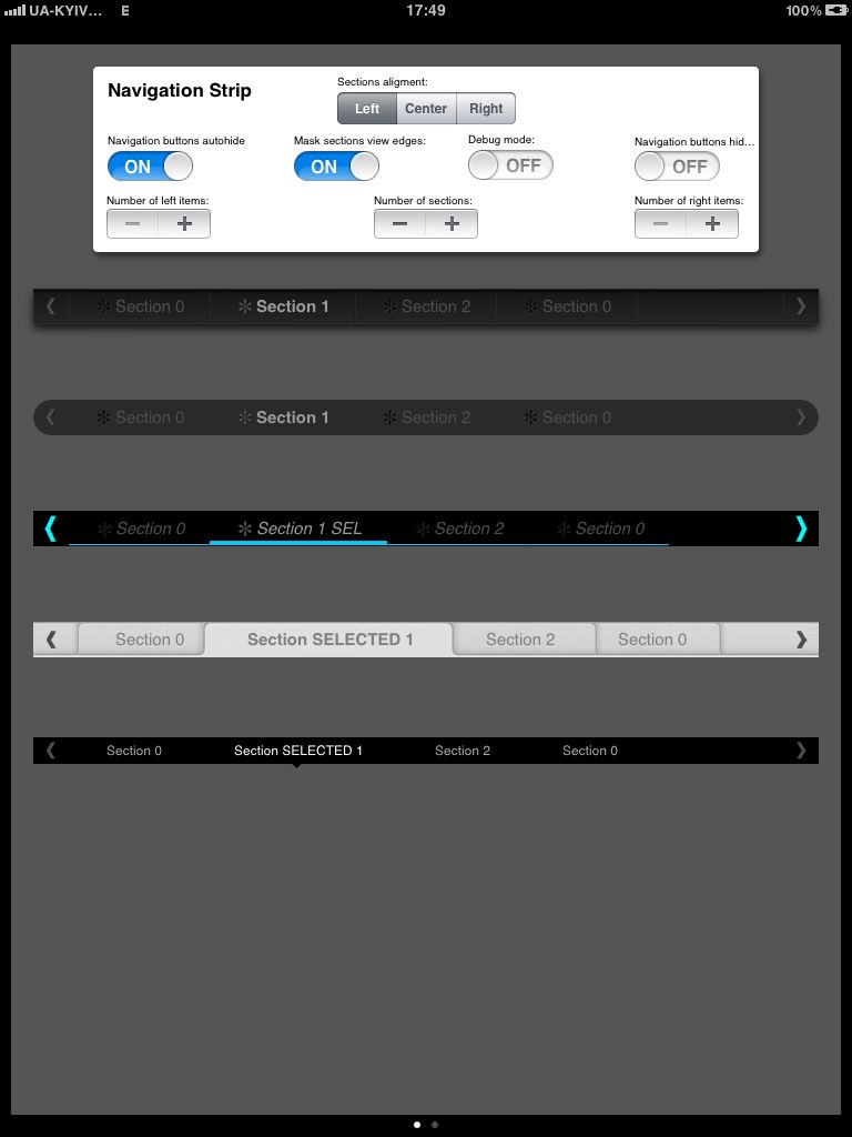 TSNavigationStripView examples