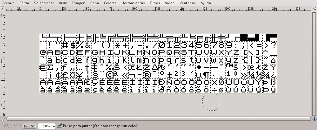 Creating a font with The Gimp