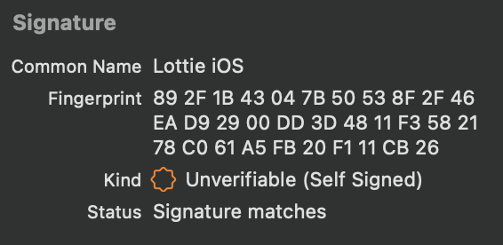 Code Signature in Xcode