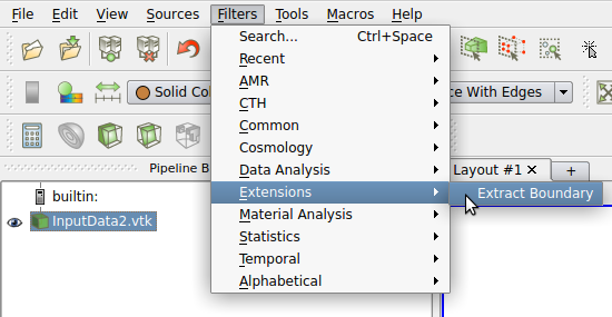 Find Extract Boundary filter in Extention sub-menu