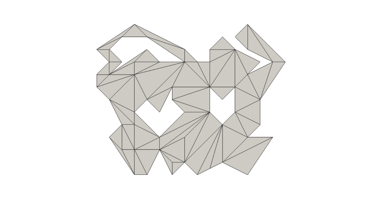 An unstructured 2D grid with cavities, bay and acute boundary edges