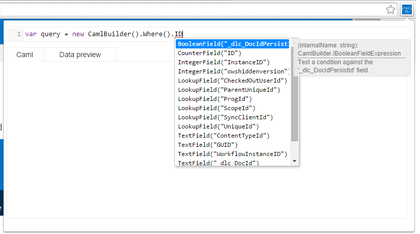 fields intellisense