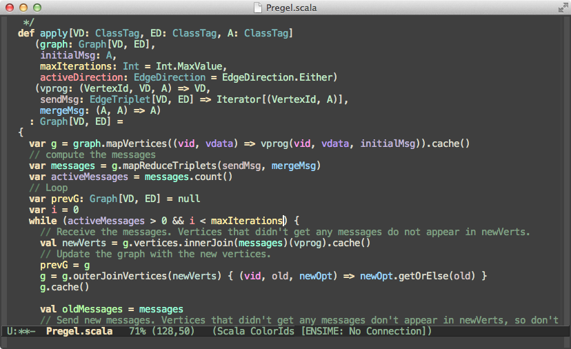 Screenshot of Color Identifiers Mode on Scala
