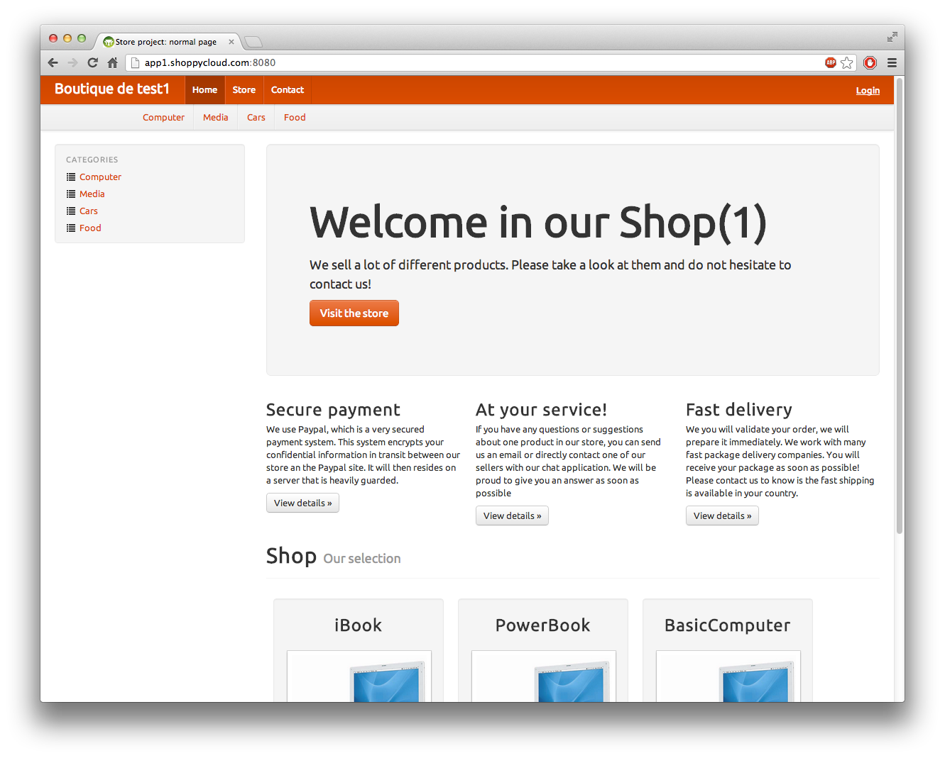 home screen of app1 app1 home screen