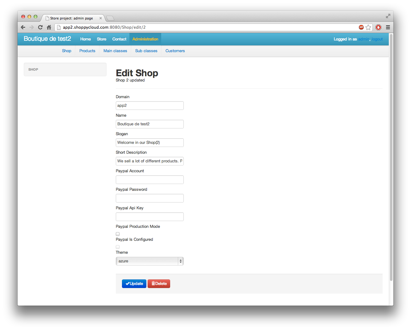 admin screen admin screen