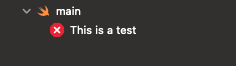 Issue sample. Shows an error on Xcode with the text "This is a test"