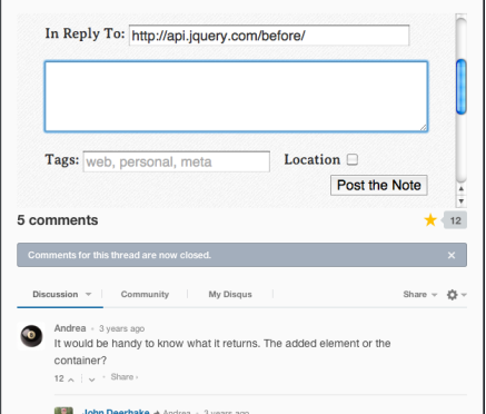 A custom comments box before a Disqus one