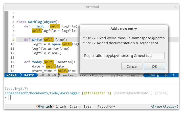 Worklogger in action
