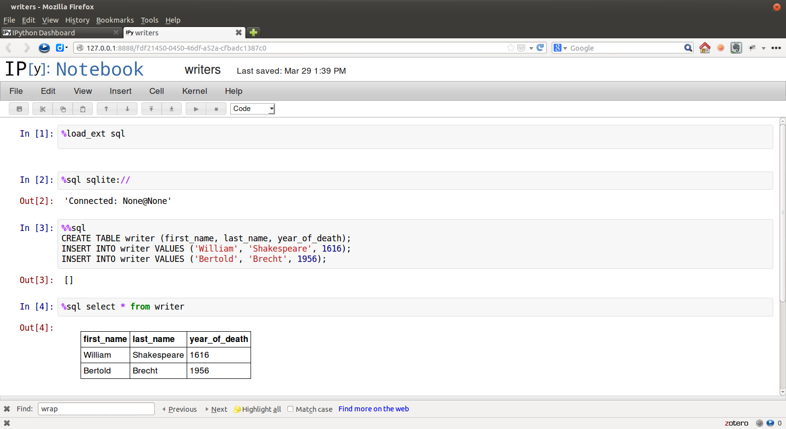 screenshot of ipython-sql in the Notebook