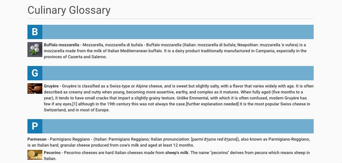 Create a Glossary.