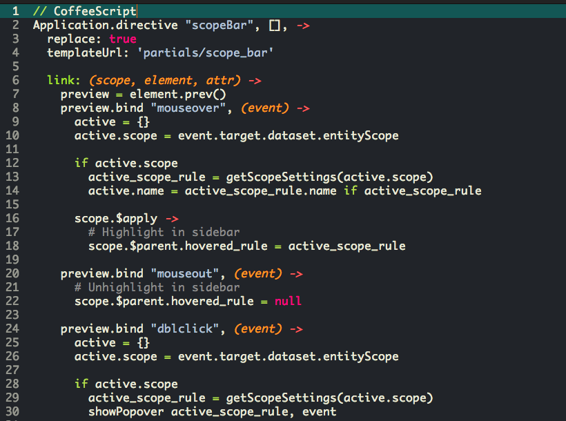 Screenshot of Coffeescript!