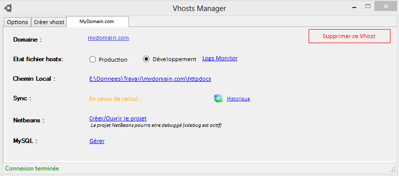 LinuxVhostManager screenshot vhost