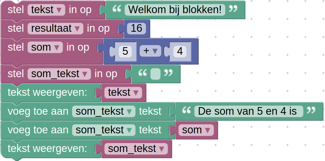 Instructies in **blokken**