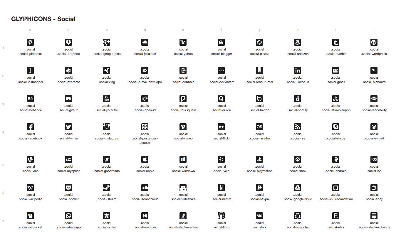 70 GLYPHICONS Social