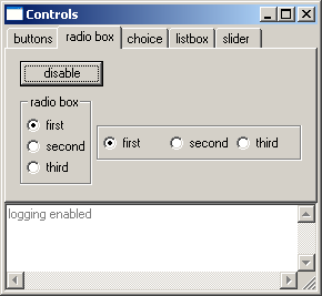 Controls sample on Windows XP (Classic)