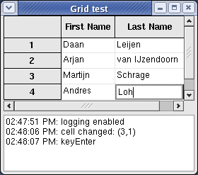Grid demo on Linux (Fedora) with GTK