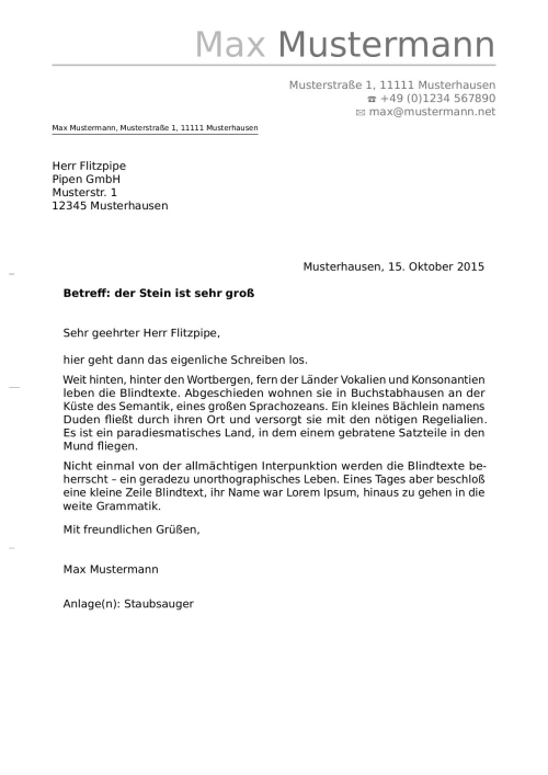 Anschreiben Brief Vorlage