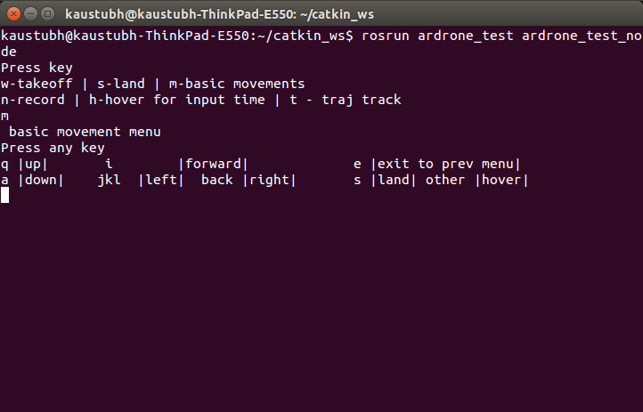 menu shown on running ardrone_test_node node Alt text