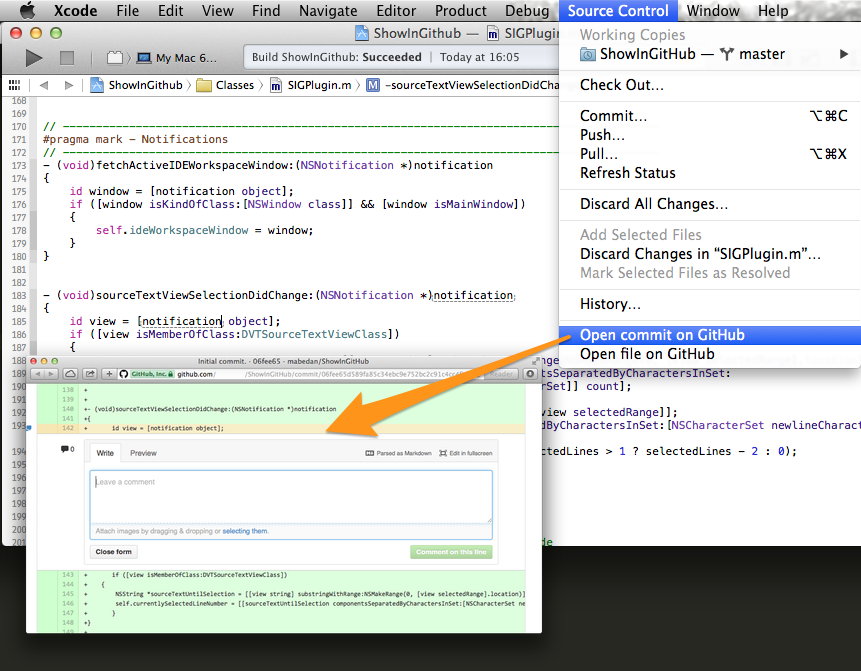 tutorial xcode for of make a to current comment commit Github the line on Xcode editor