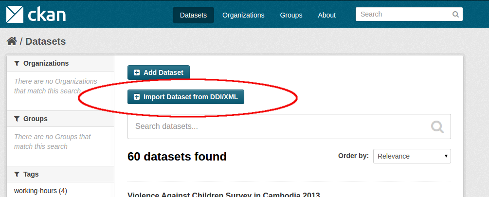 Import Dataset from DDI/XML
button