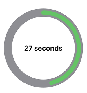 A demo image of a timer ring view with a green inner ring, a gray outer ring and at twenty-seven seconds.
