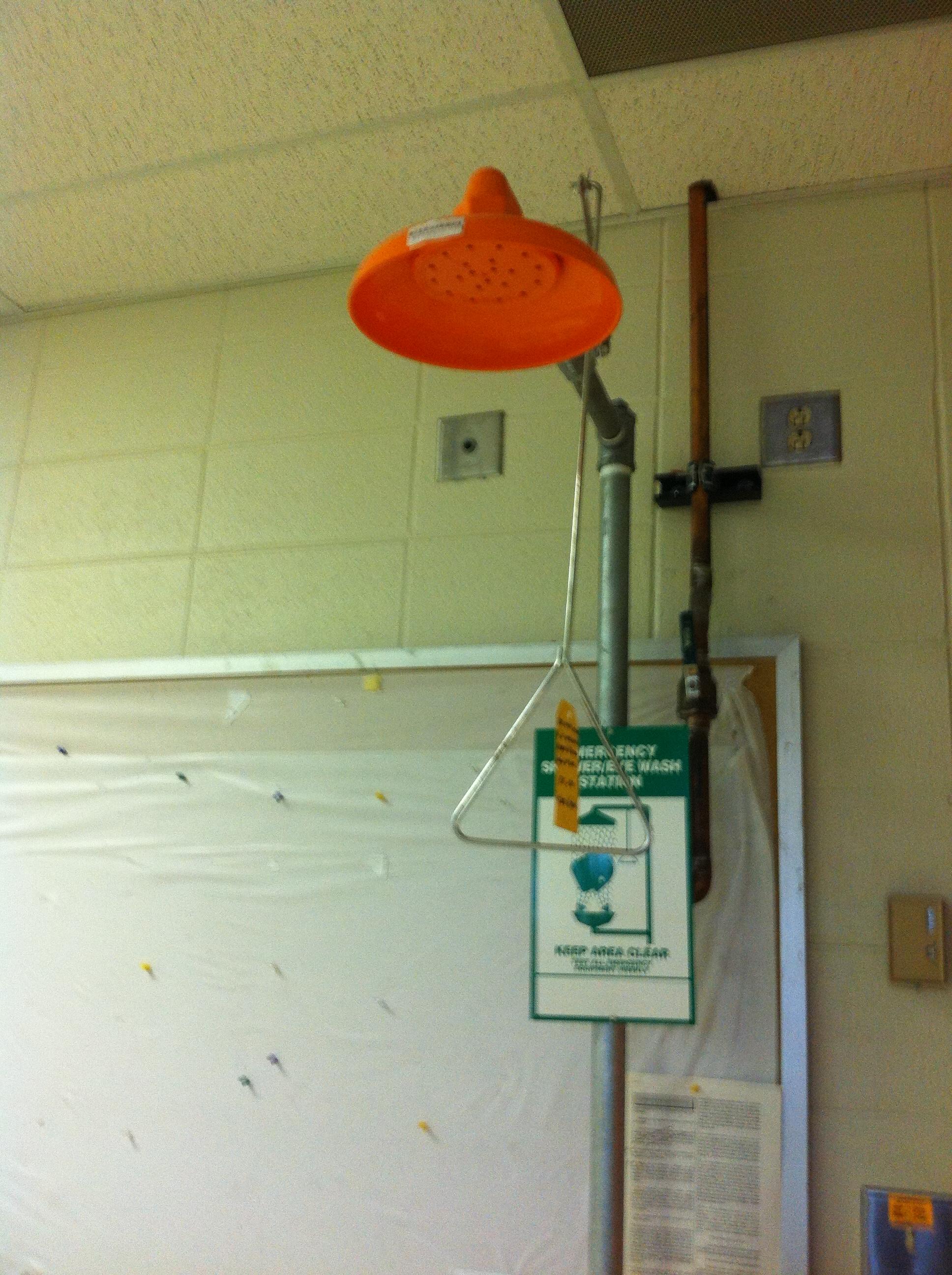 Emergency Shower in Classroom