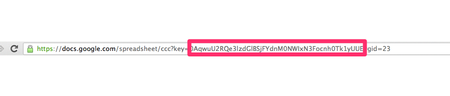 Spreadsheet key