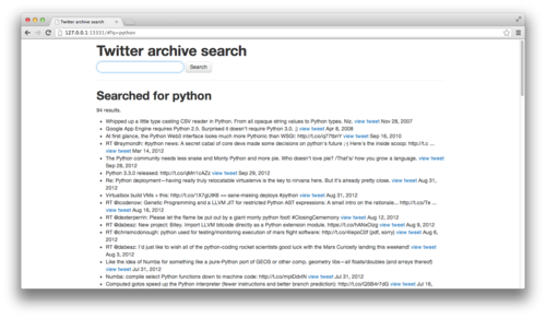 screenshot of search results python