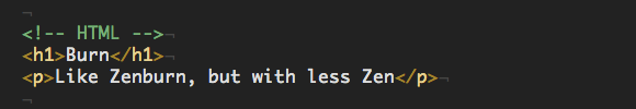 HTML highlighted with Burn