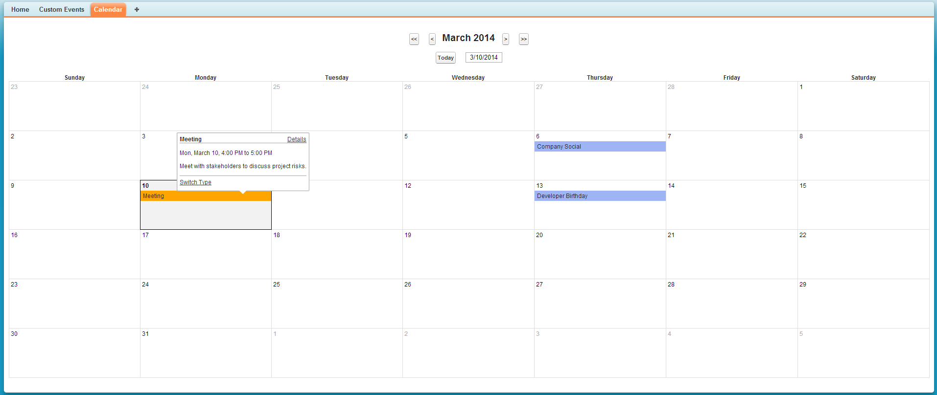 GitHub sxg133/VFCalendar A calendar component for SalesForce VisualForce