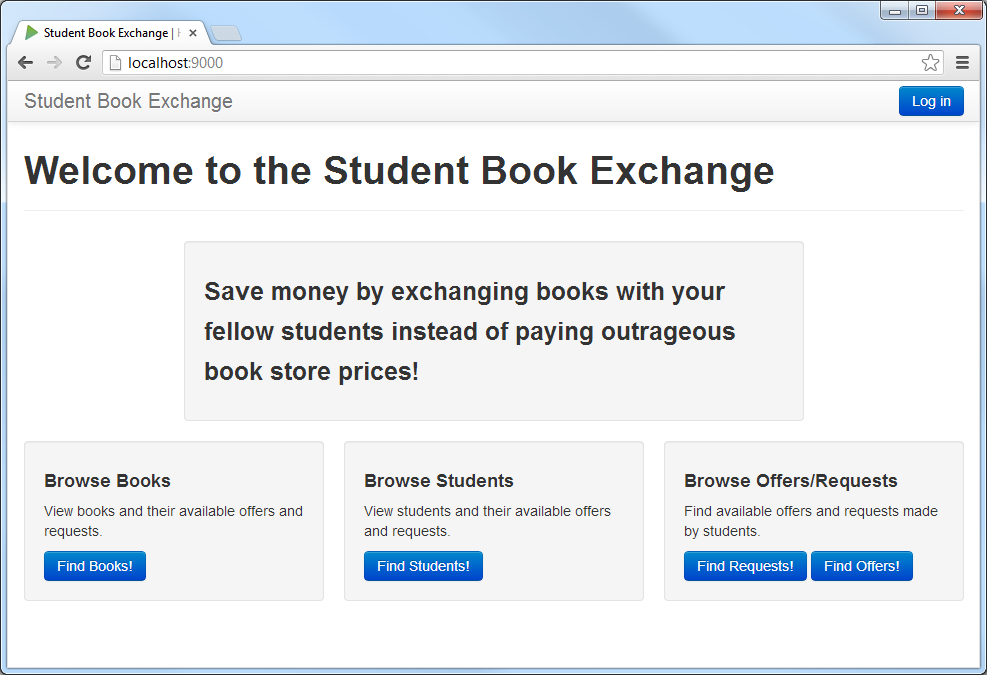 Book Exchange homepage