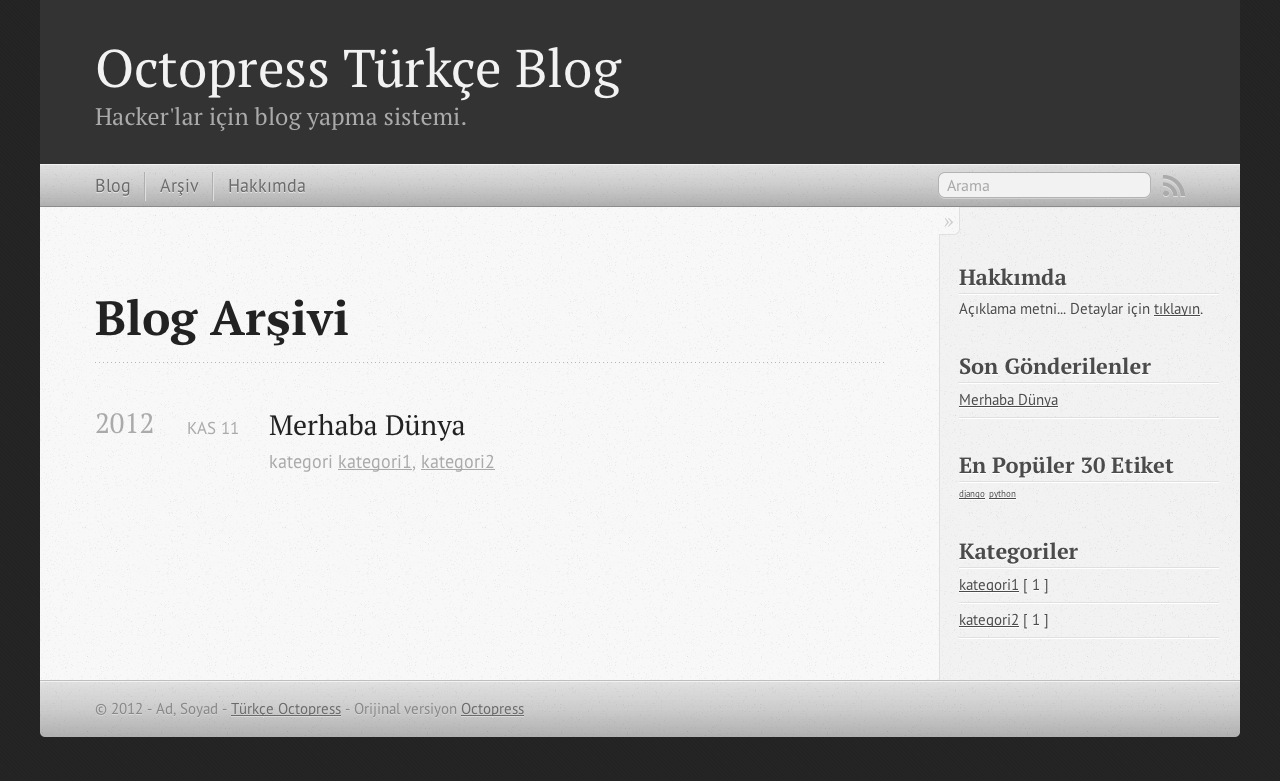 Octopress Türkçe - Blog Arşivi