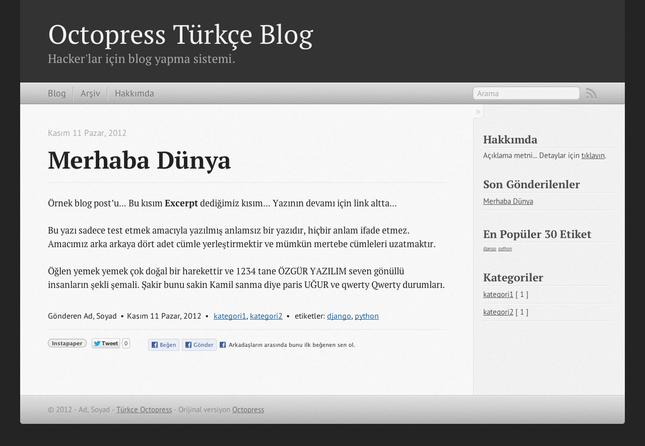 Octopress Türkçe - Post Detay