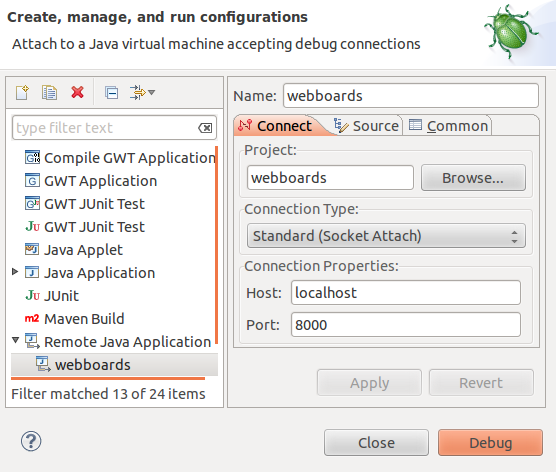 Remote debugging in Eclipse