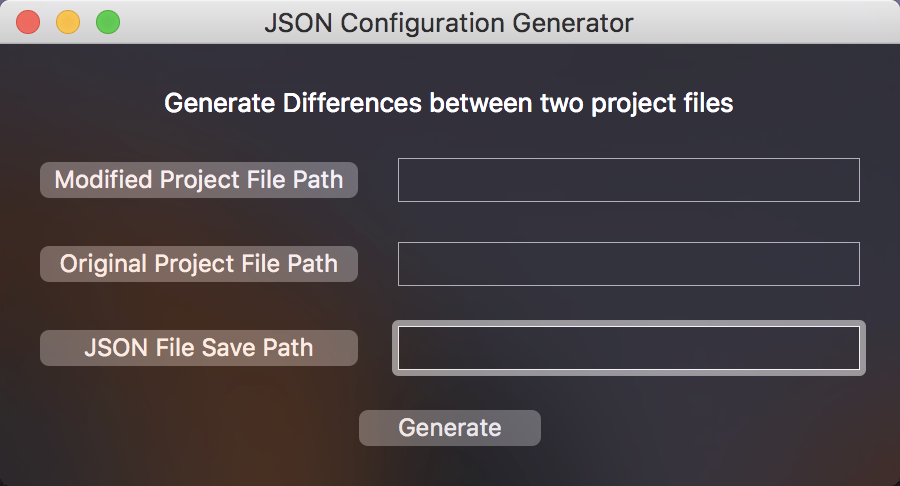 JSON Configuration Generator Window